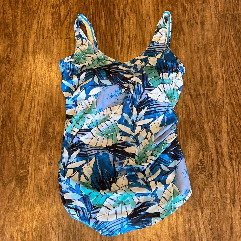 Swimsuits for all blue tropical one piece swim suit new with tags